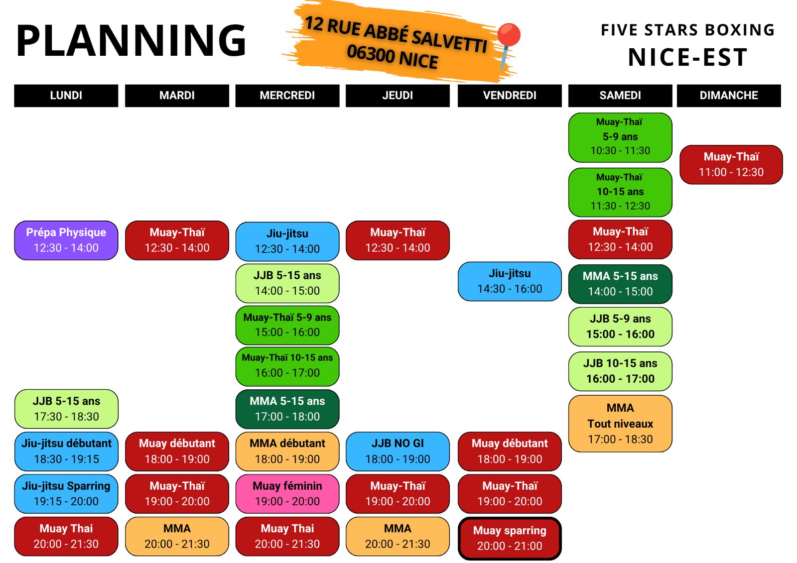 PlanningNiceEst Planning de la Salle Nice Est